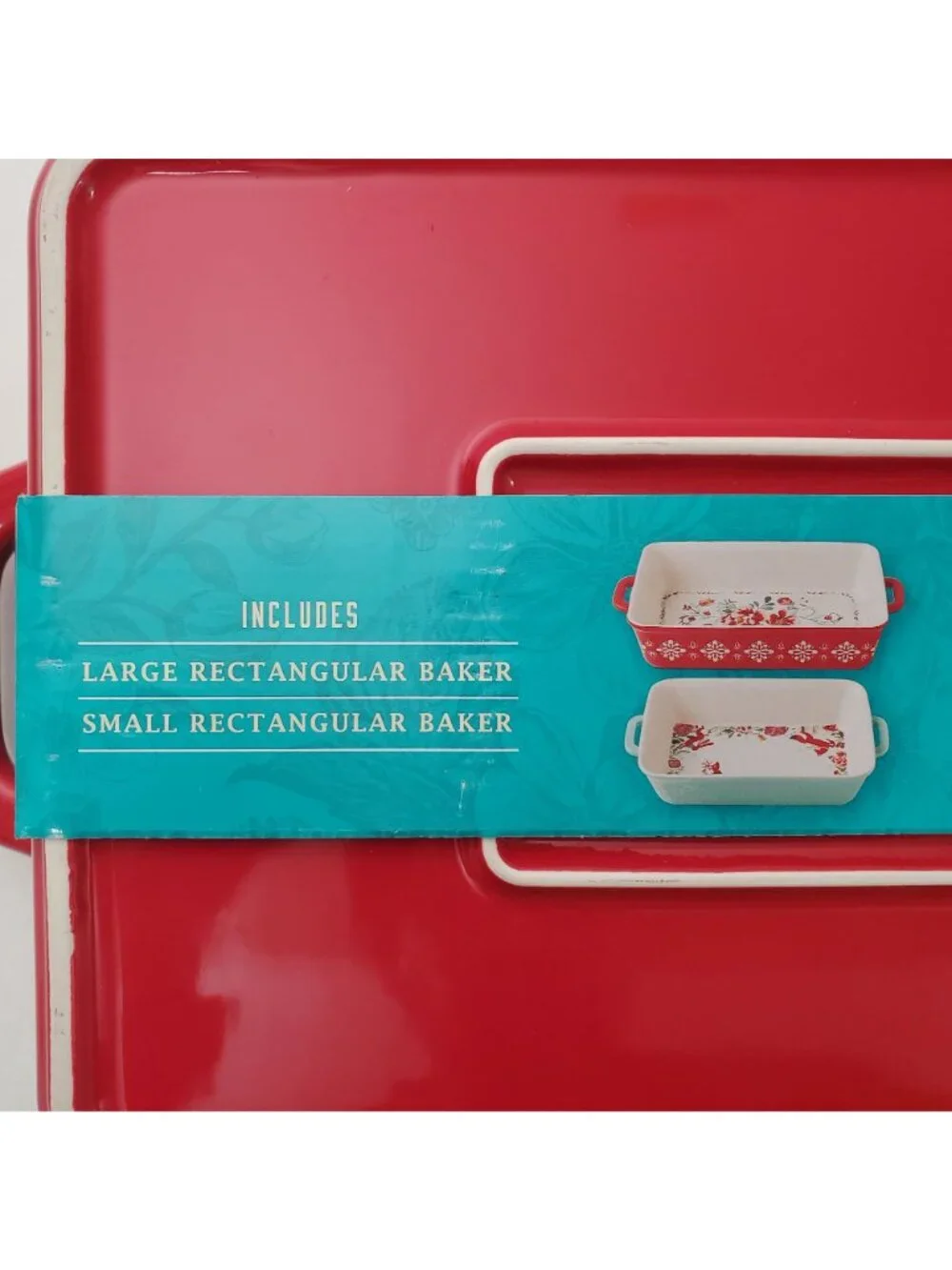 The Pioneer Woman Merry Meadow X-Mas 2-Piece Floral Rectangular Baker Set Stonew
